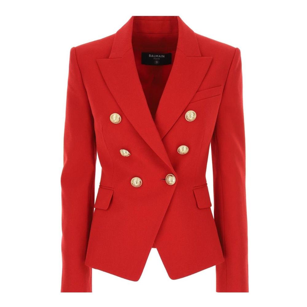 Balmain - Red Double Breasted Tailored Wool Blazer - FR 38